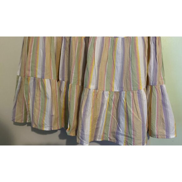 Roller Rabbit Dress Sz Small Flutter Sleeve Lavender Butter Yellow Tiered Ruffle - Picture 10 of 14